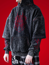 Demon Red Acid Wash Hoodie