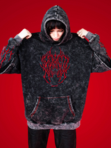 Demon Red Acid Wash Hoodie