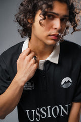 Illussion Zipper Polo T Shirt - Black