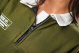 Illussion Zipper Polo T Shirt - Olive