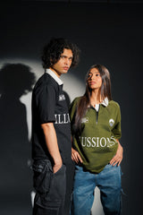 Illussion Zipper Polo T Shirt - Olive