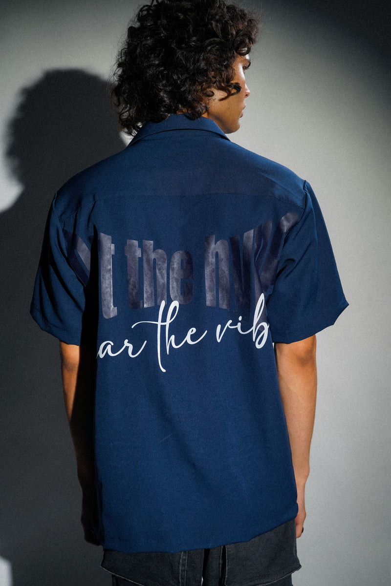 Wear the Vibe Bowling Shirt - Navy Blue